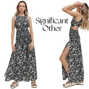 SIGNIFICANT OTHER Philippa Cutout Maxi Dress in Midnight Daisy Sz 4 NWT